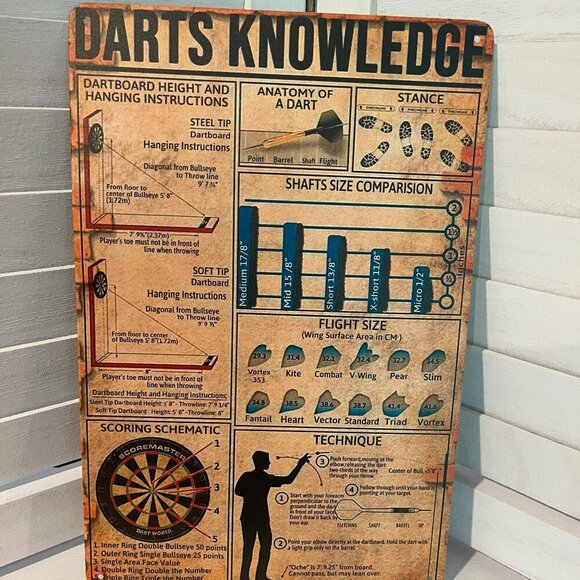 Darts Other - Vintage Tin Sign Darts Knowledge Coffee Shop Bar 12x8